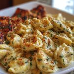 Spicy Garlic Chicken Tortellini in Cheesy Alfredo Cream