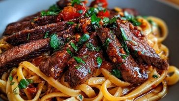 Sweet and Spicy Garlic Steak Pasta