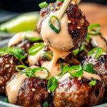 Tender Korean BBQ Meatballs with Spicy Mayo Dip