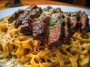 Velveeta Steak Fettuccine with Garlic Butter Cream Sauce