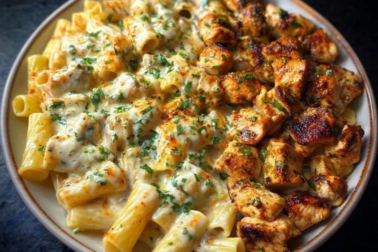 Cajun Garlic Butter Chicken Rigatoni in Cheesy Alfredo Sauce