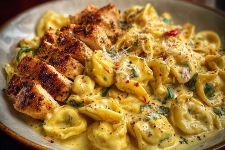 Cajun Garlic Chicken Tortellini in Three-Cheese Cream