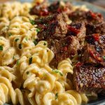 Cheesy Cajun Steak Pasta with Garlic Parmesan Sauce