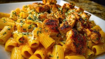 Cheesy Rigatoni with Garlic Parmesan Chicken