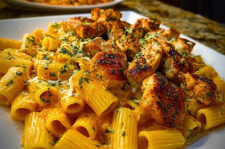 Cheesy Rigatoni with Garlic Parmesan Chicken