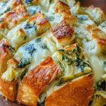 Cheesy Spinach and Artichoke Pull-Apart Sourdough Bread