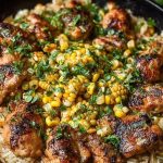 Chicken and Corn Skillet with Garlic Parmesan Rice
