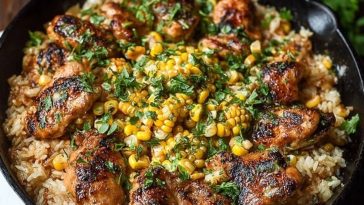 Chicken and Corn Skillet with Garlic Parmesan Rice