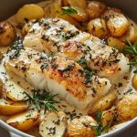 Cod and Potatoes with Rosemary Cream Sauce