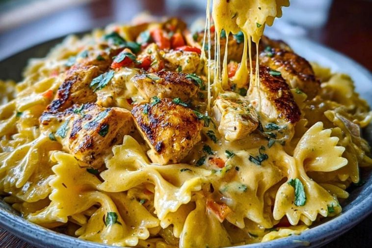 Creamy Cajun Chicken Bowtie Pasta with Garlic Cheese Sauce