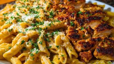 Creamy Cajun Chicken Pasta with Parmesan, Garlic, and Mozzarella