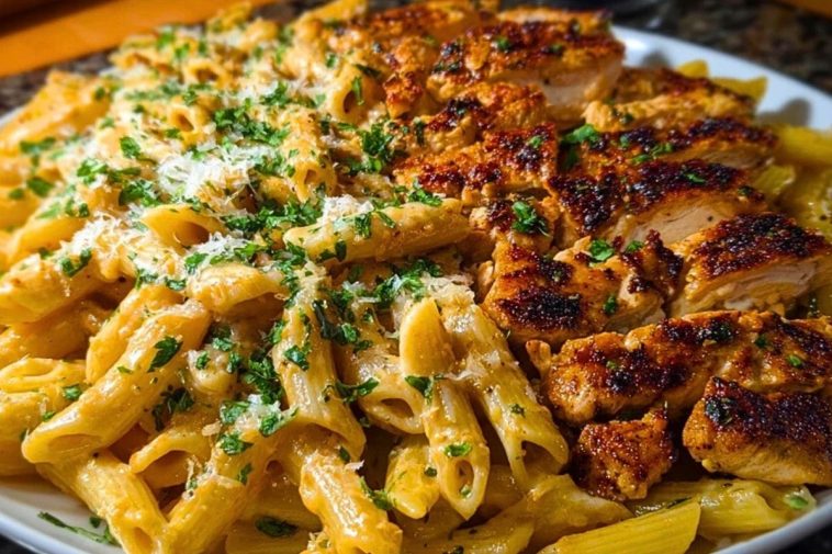 Creamy Cajun Chicken Pasta with Parmesan, Garlic, and Mozzarella