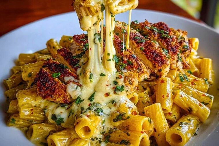 Creamy Cajun Chicken Rigatoni with Garlic Mozzarella Sauce