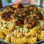 Creamy Jalapeño Garlic Chicken Bites with Twisted Cheddar Cajun Pasta