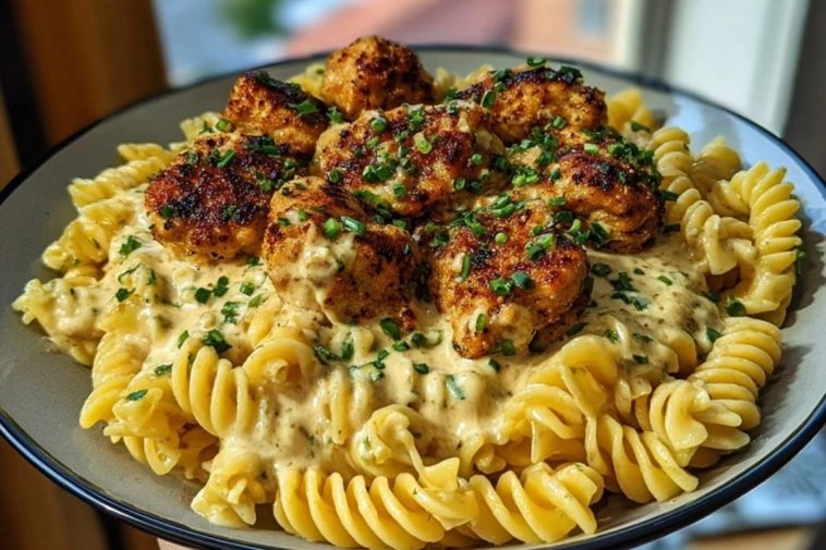 Creamy Jalapeño Garlic Chicken Bites with Twisted Cheddar Cajun Pasta