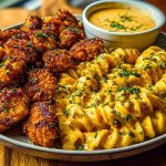 Crispy Chicken Bites & Blackened Cajun Alfredo with Roasted Corn Twists