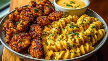 Crispy Chicken Bites & Blackened Cajun Alfredo with Roasted Corn Twists