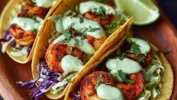 Easy Shrimp Tacos with Homemade Avocado Crema