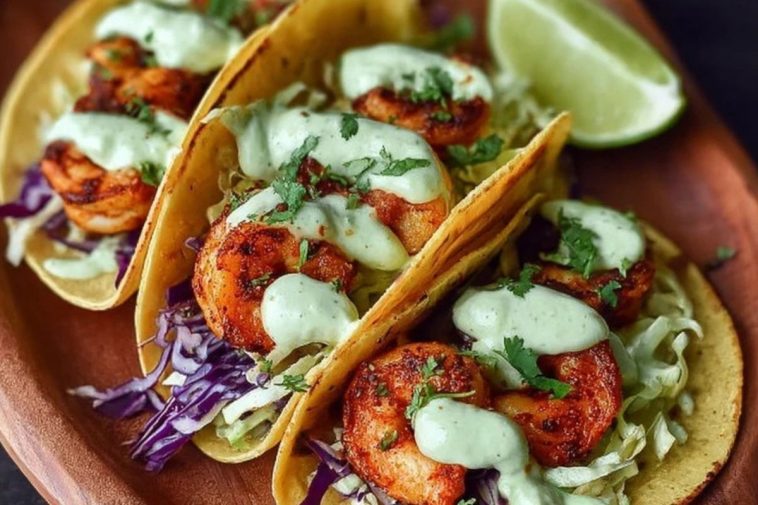 Easy Shrimp Tacos with Homemade Avocado Crema