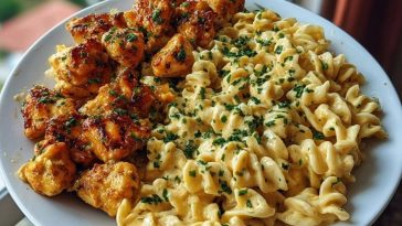 Garlic Butter Chicken Bites & Spicy Cajun Alfredo Twisted Pasta