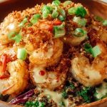 Garlic Shrimp Salad with Crispy Rice & Sesame Dressing