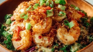 Garlic Shrimp Salad with Crispy Rice & Sesame Dressing