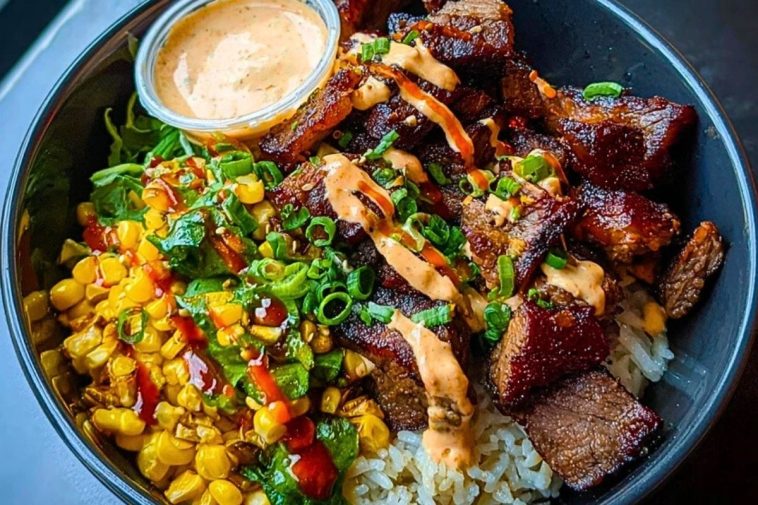 Korean BBQ Beef Bowl with Corn & Creamy Sauce