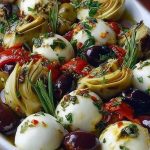 Marinated Mozzarella Balls, Artichokes, and Olives