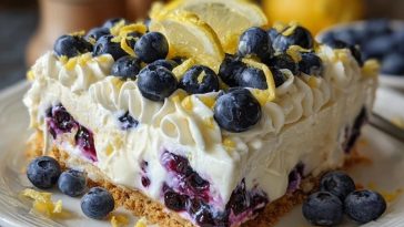No-Bake Lemon Dazzling Blueberry Cream Cake