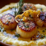 Scallops with Herb Brown Butter over Creamy Polenta