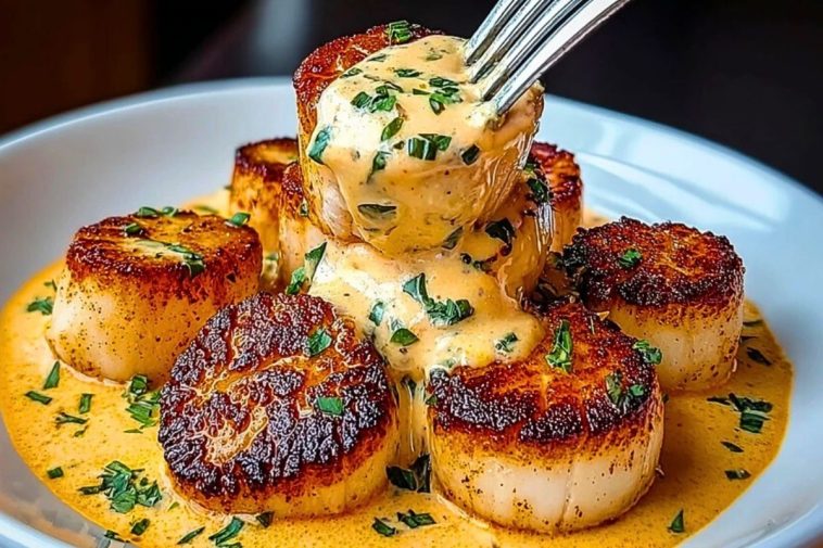 Seared Scallops with Spicy Cajun Cream Sauce