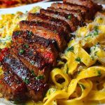 Spicy Cajun Steak with Parmesan Fettuccine Pasta