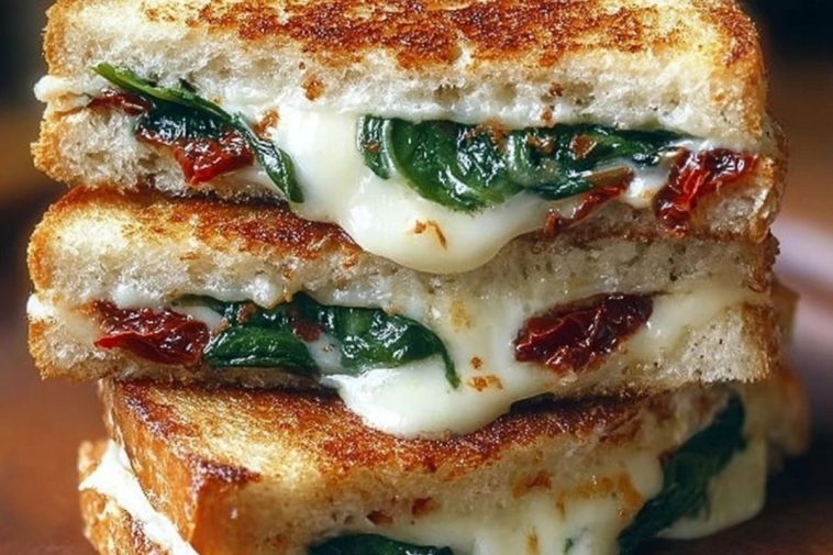 Sun-Dried Tomato, Spinach, and Ricotta Grilled Cheese