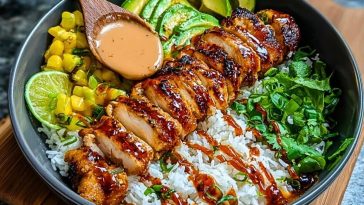 Sweet Chili Chicken Bowl with Coconut Lime Drizzle