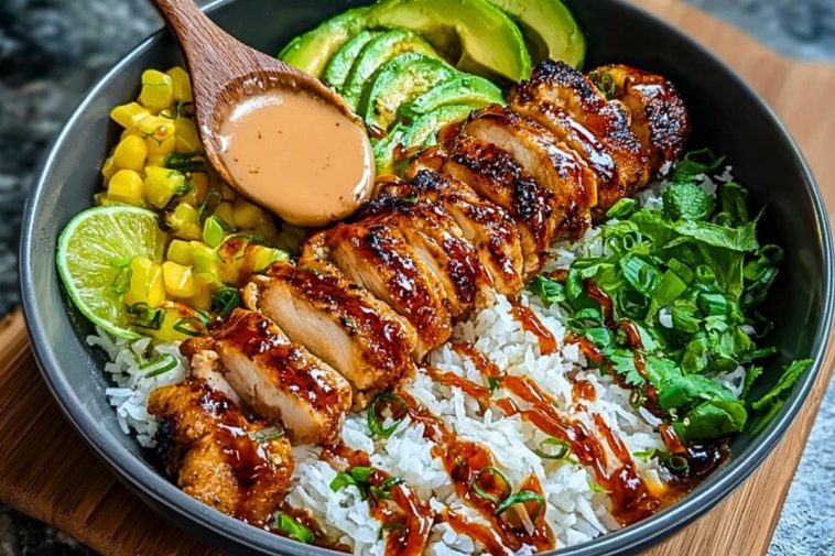 Sweet Chili Chicken Bowl with Coconut Lime Drizzle