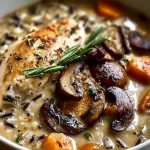 Wild Rice Chicken Soup with Roasted Mushrooms