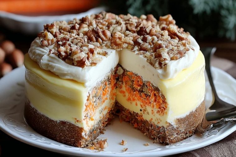 Carrot Cake Cheesecake with Creamy Topping