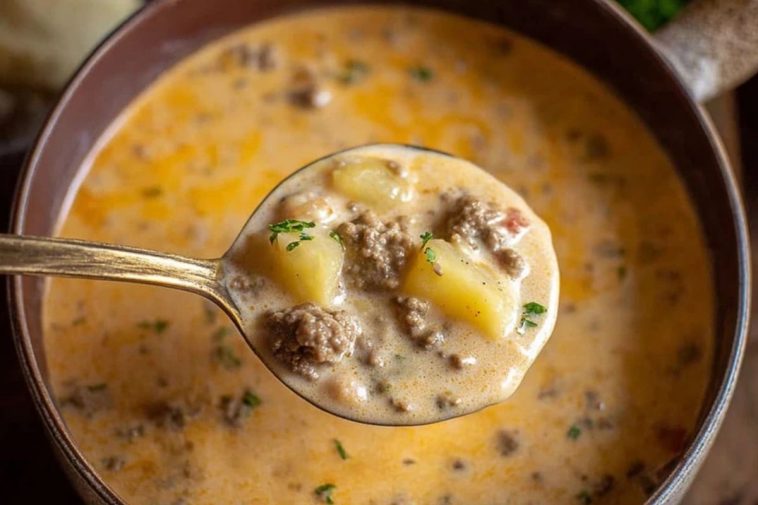 Cheesy Beef and Potato Soup