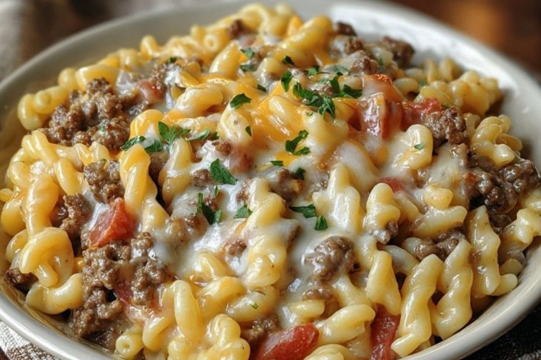 Loaded Cheeseburger Alfredo Pasta