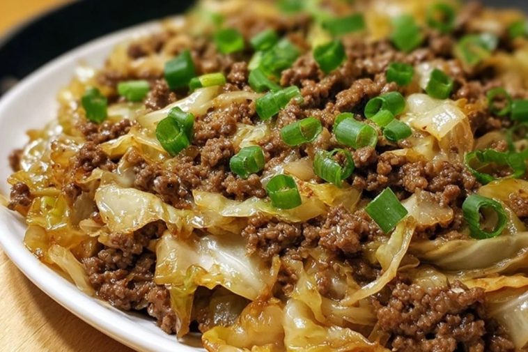 Low-Carb Mongolian Ground Beef and Cabbage