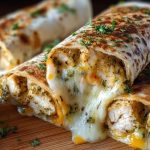 Ooey-Gooey Cheesy Garlic Chicken Wraps