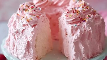 Beautiful Pink Angel Food Cake