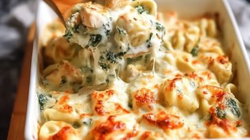 Cheesy Chicken Tortellini Bake for Two