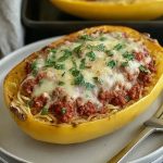 Cheesy Garlic and Herb Spaghetti Squash with Meat Sauce