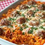 Cheesy Meatball Rice Casserole