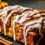 Cinnamon Roll Pumpkin Bread with Cream Cheese Glaze