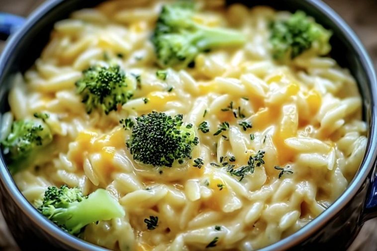 Creamy One-Pot Broccoli Cheddar Orzo