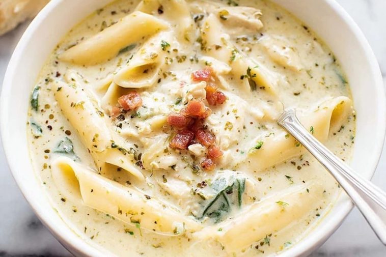 Creamy White Chicken Lasagna Soup