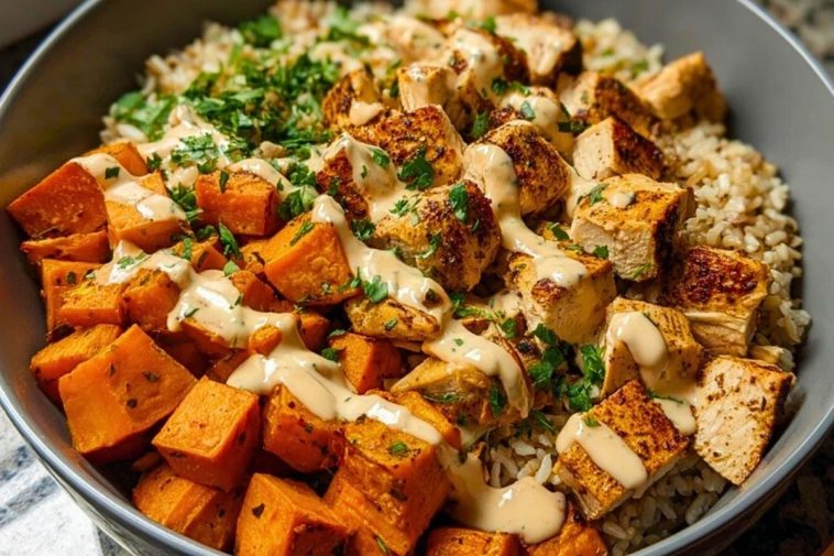 Healthy Chicken & Sweet Potato Rice Bowl