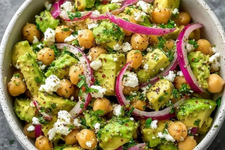 Homemade Chickpea Feta Avocado Salad